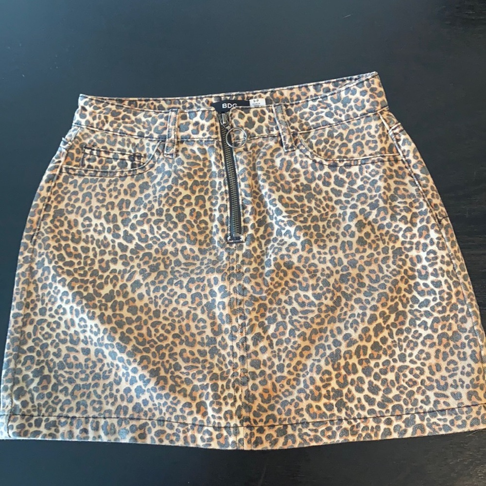 BDG cheetah jean mini skirt